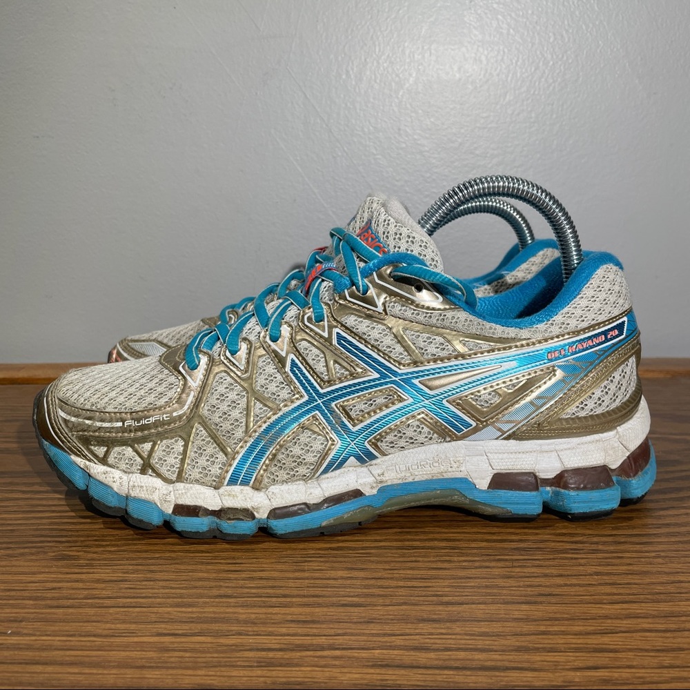 Asics Gel Kayano 20 Womens size 8.5  T3N7N Running Shoes White Blue
